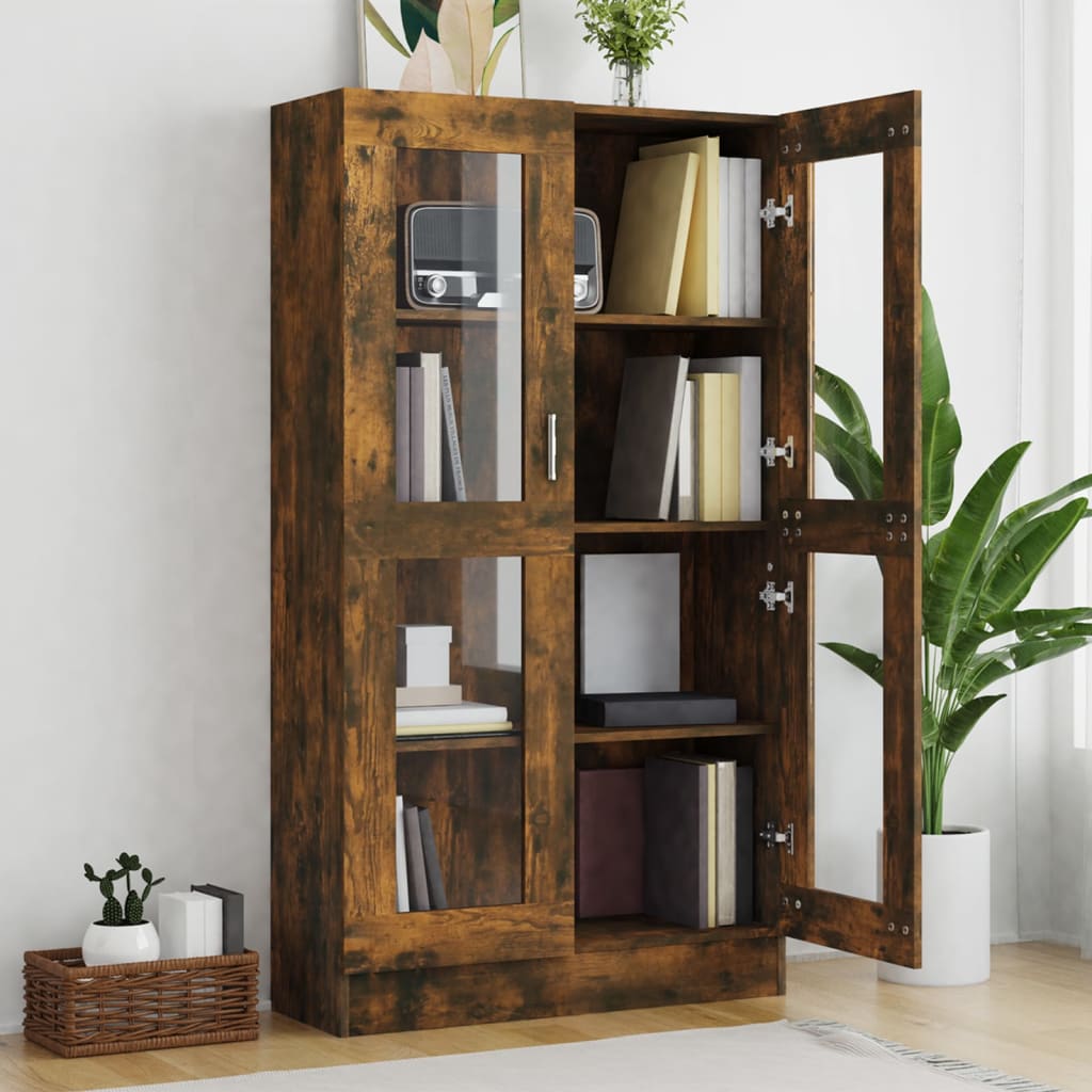 Armoire à vitrine Chêne fumé 82,5x30,5x150 cm Bois d'ingénierie Bibliothèques vidaXL   