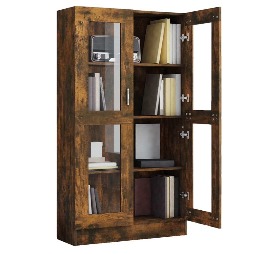 Armoire à vitrine Chêne fumé 82,5x30,5x150 cm Bois d'ingénierie Bibliothèques vidaXL   