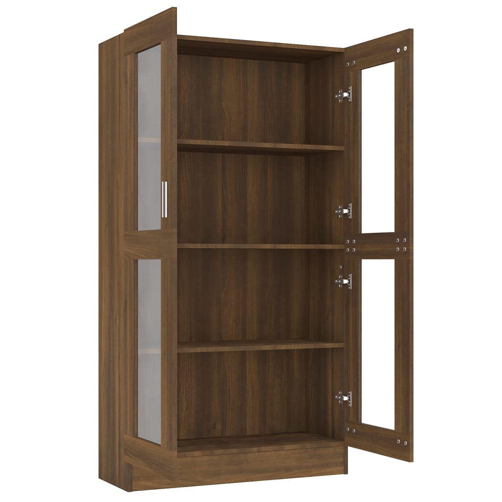 Armoire à vitrine Chêne brun 82,5x30,5x150 cm Bois d'ingénierie Bibliothèques vidaXL   