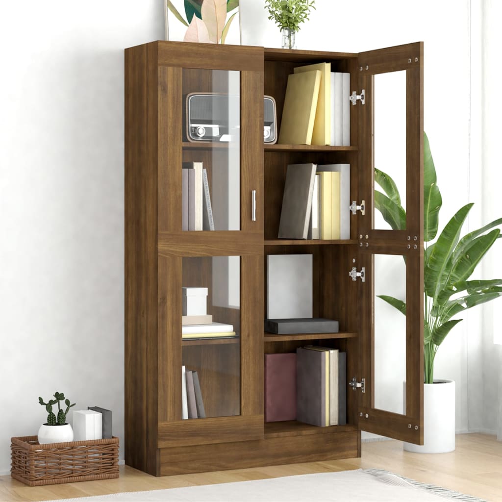 Armoire à vitrine Chêne brun 82,5x30,5x150 cm Bois d'ingénierie Bibliothèques vidaXL   