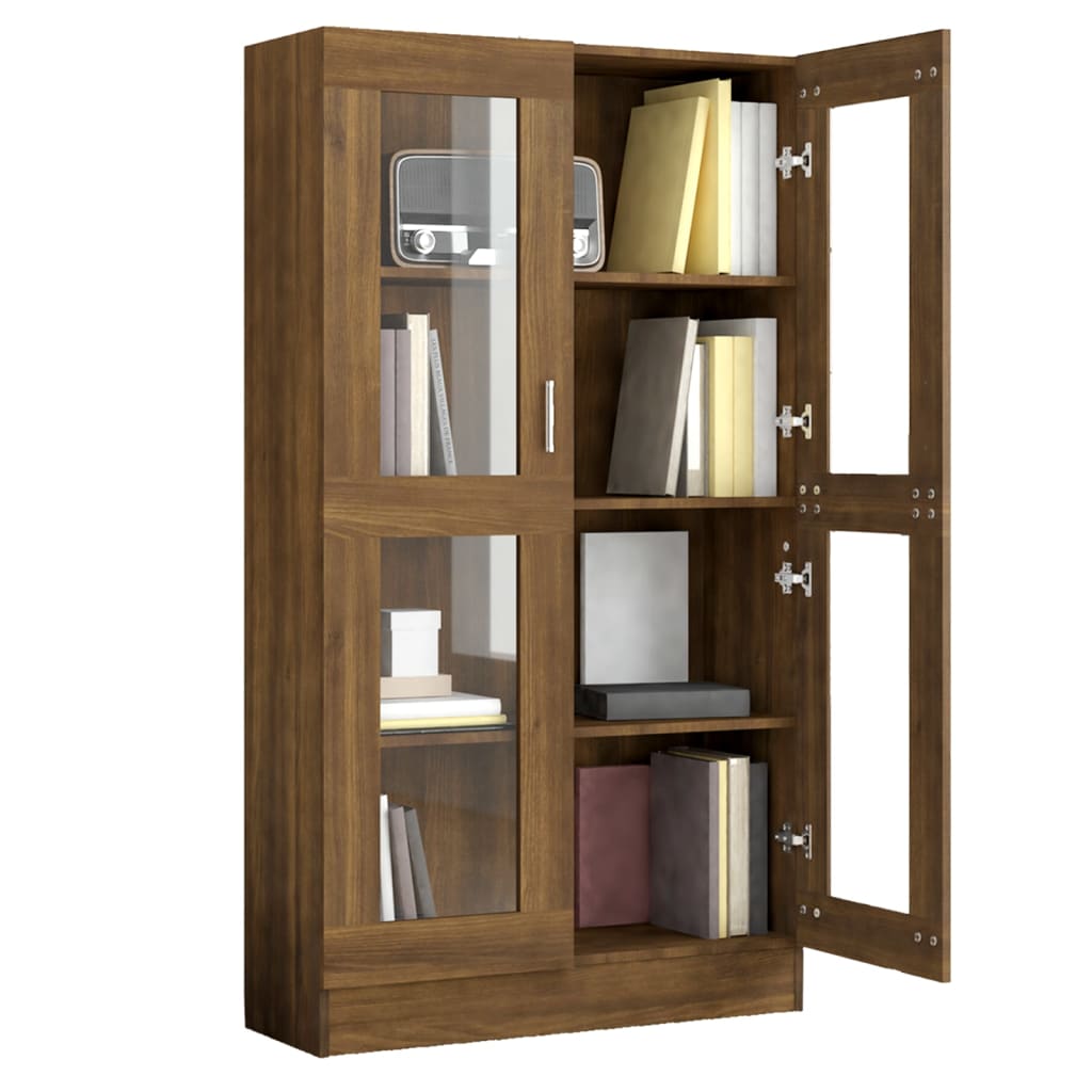 Armoire à vitrine Chêne brun 82,5x30,5x150 cm Bois d'ingénierie Bibliothèques vidaXL   