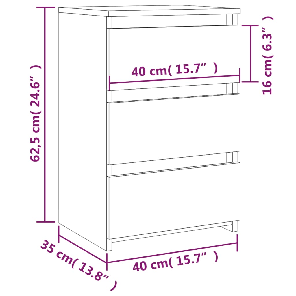 Table de chevet Chêne fumé 40x35x62,5 cm Bois d'ingénierie Tables de chevet vidaXL   