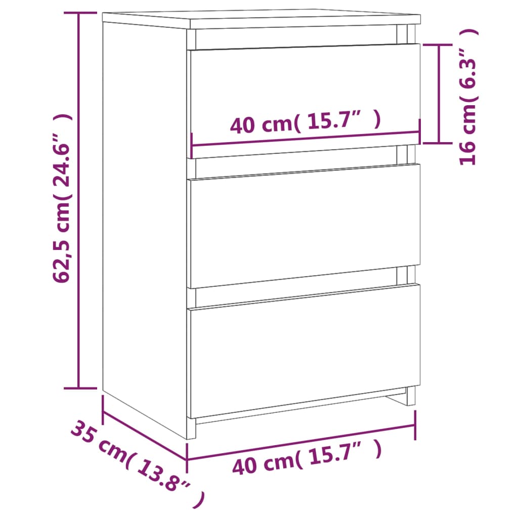 Table de chevet Chêne marron 40x35x62,5 cm Bois d'ingénierie Tables de chevet vidaXL   