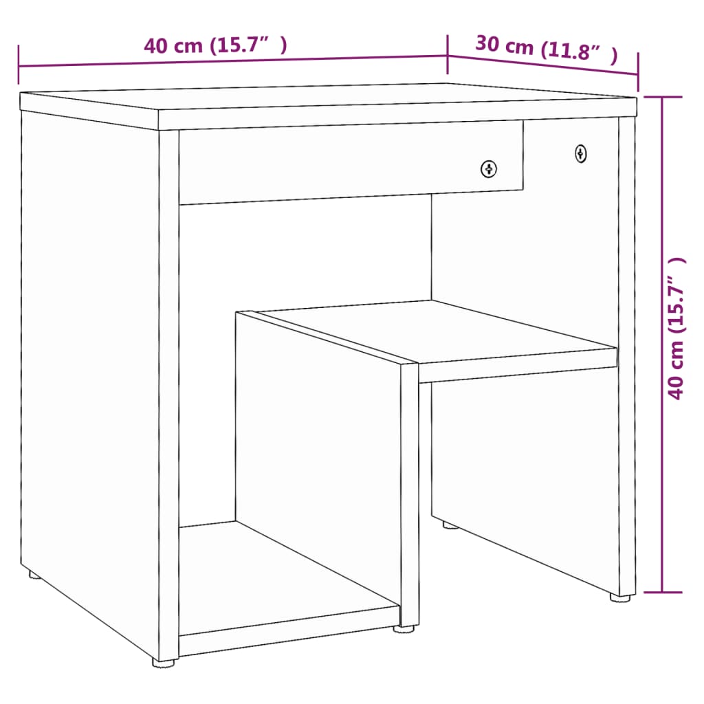 Tables de chevet 2 pcs Sonoma gris 40x30x40 cm Bois ingénierie Tables de chevet vidaXL   