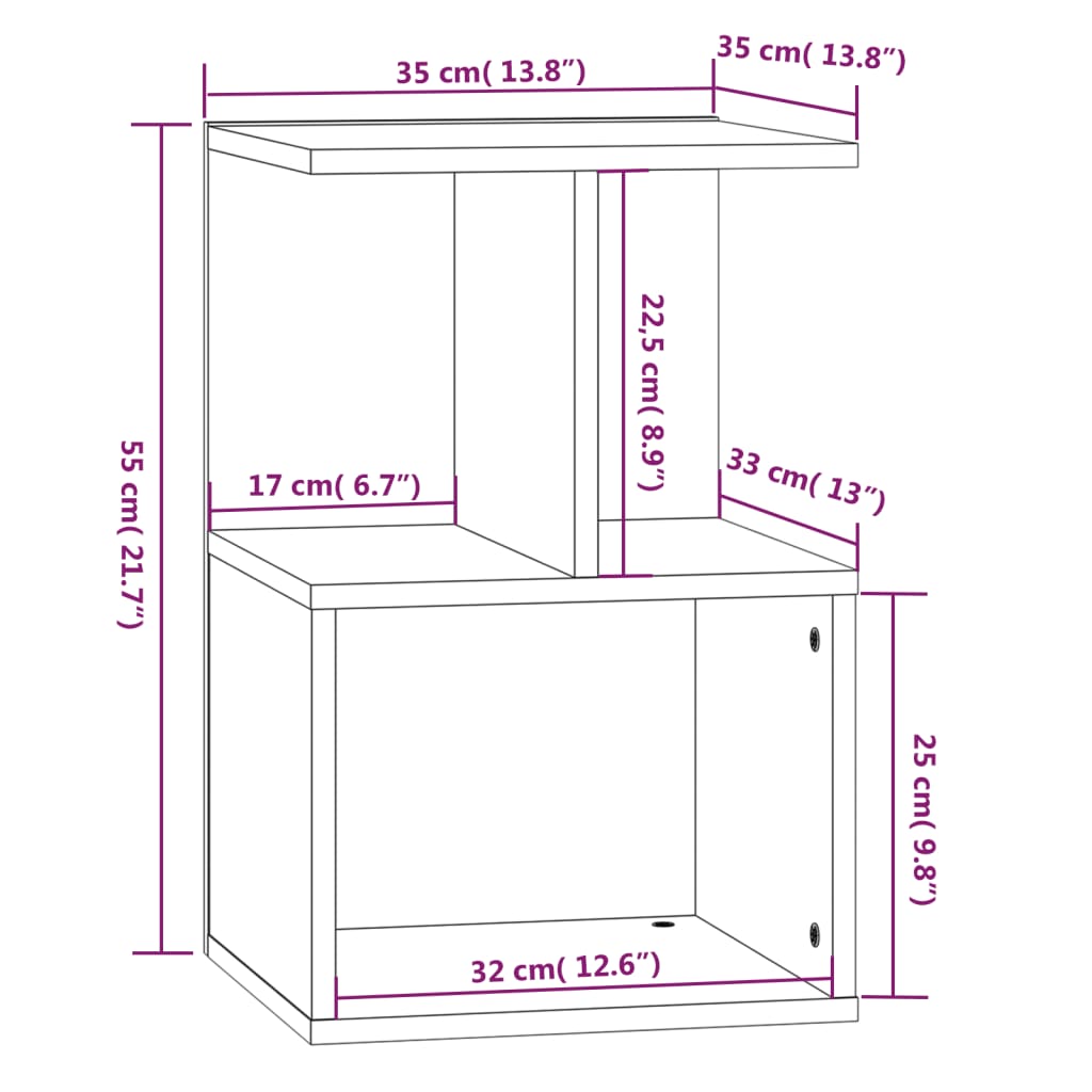 Table de chevet Chêne fumé 35x35x55 cm Bois d'ingénierie Tables de chevet vidaXL   