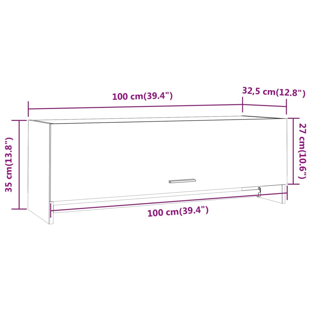 Garde-robe Chêne fumé 100x32,5x35 cm Bois d'ingénierie Armoires vidaXL