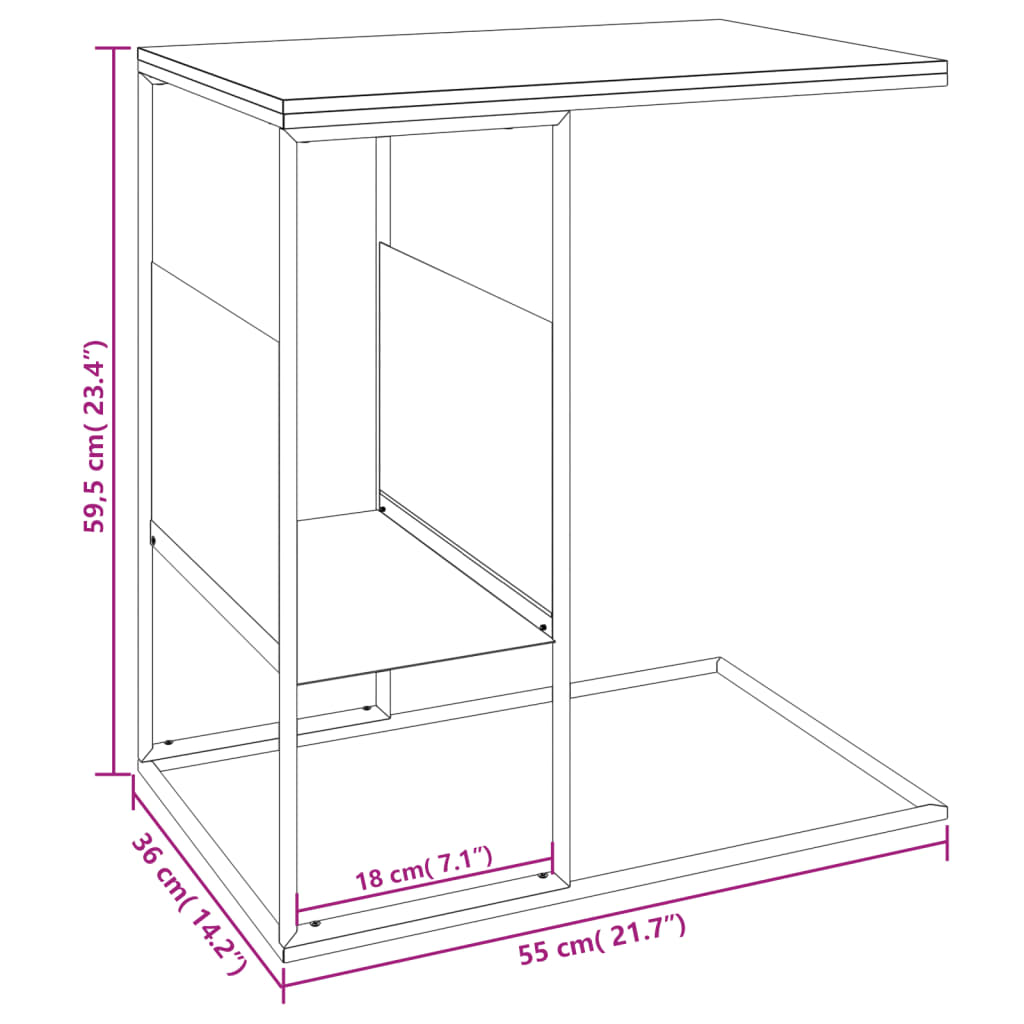 Table d'appoint Blanc 55x36x59,5 cm Bois d'ingénierie Tables basses vidaXL   