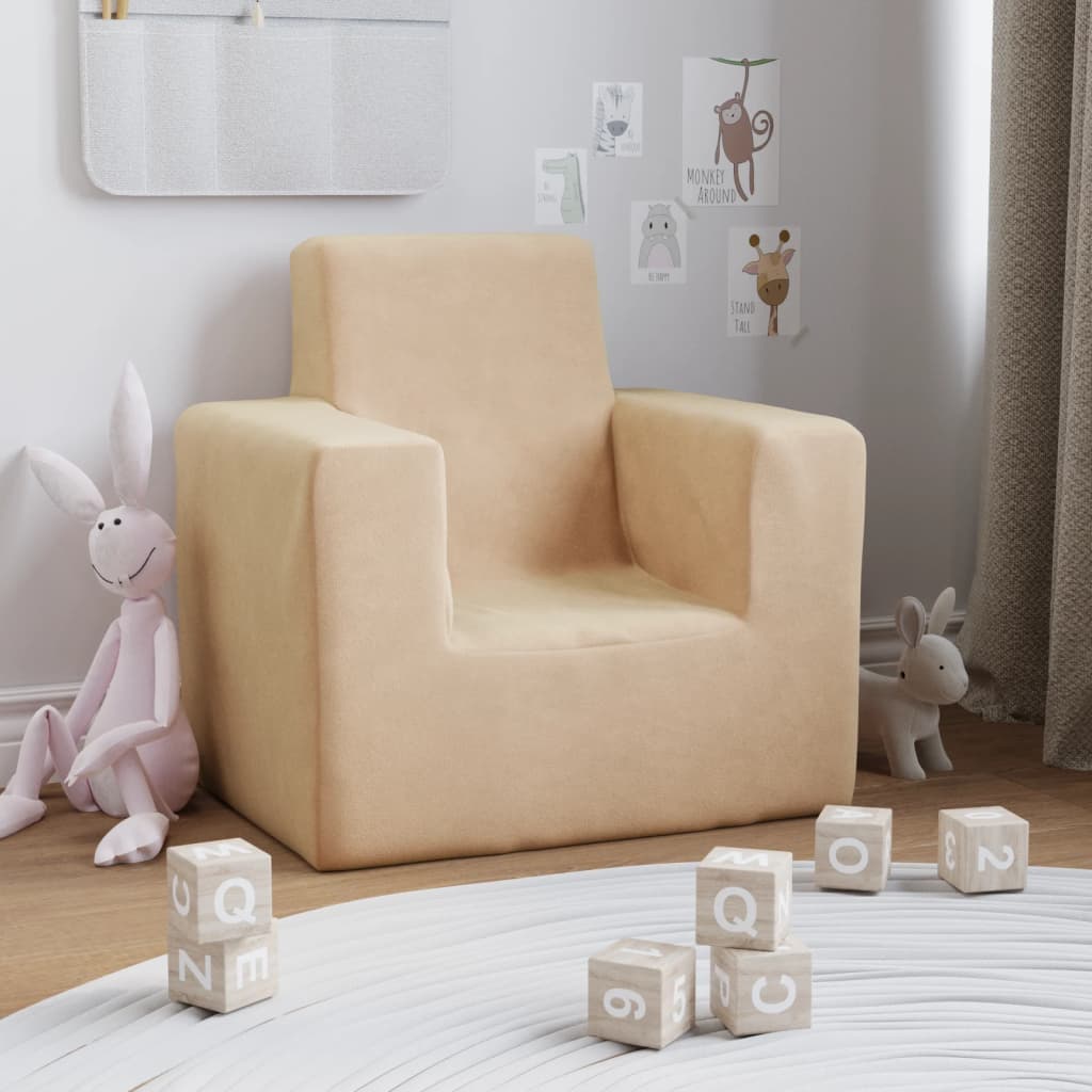 Canapé pour enfants Crème Peluche douce Mobilier pour bébés & tout-petits vidaXL   