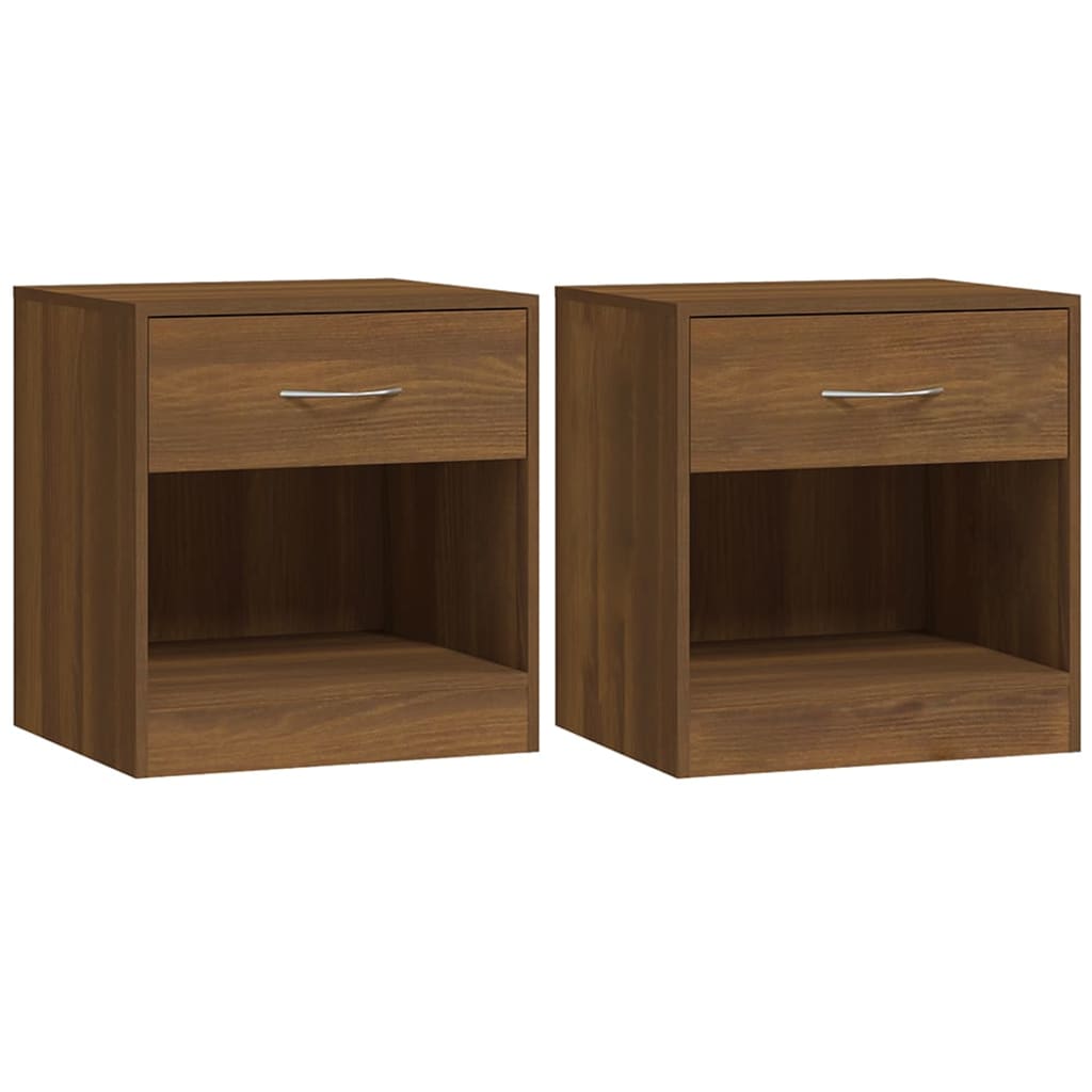 Tables de chevet 2 pcs avec tiroir Chêne marron Tables de chevet vidaXL   