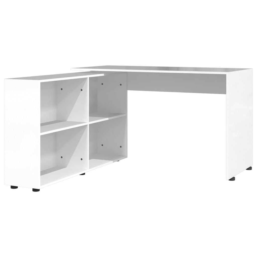 Bureau d'angle Blanc brillant Bois d'ingénierie Bureaux vidaXL   