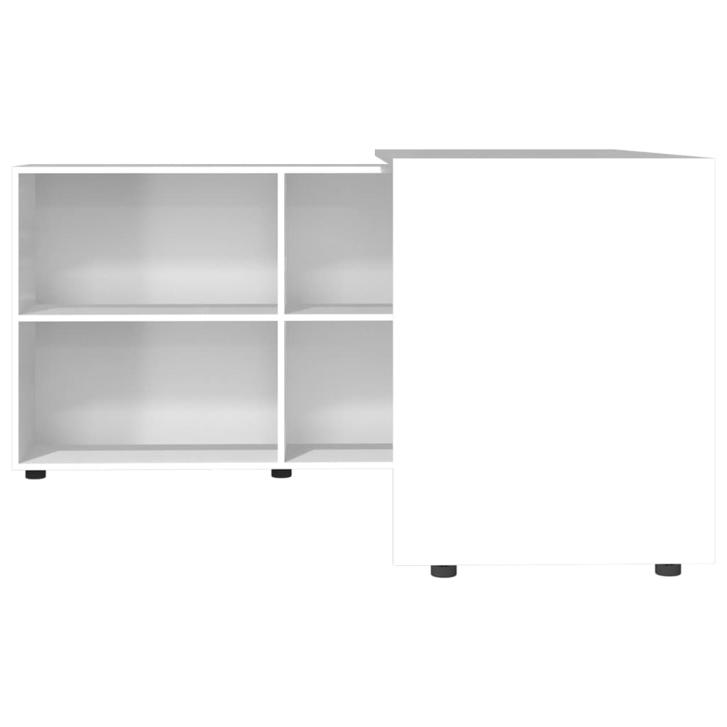 Bureau d'angle Blanc brillant Bois d'ingénierie Bureaux vidaXL   