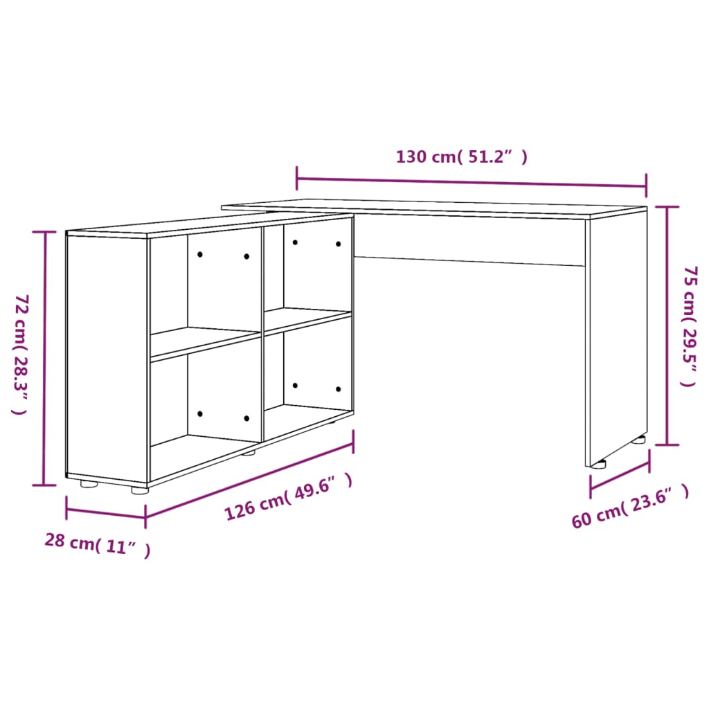 Bureau d'angle Blanc brillant Bois d'ingénierie Bureaux vidaXL   