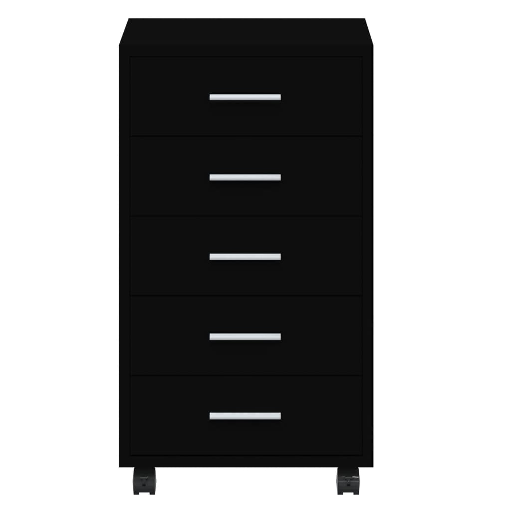 Armoire à tiroirs avec roulettes Noir Bois d'ingénierie Casiers & armoires de rangement vidaXL