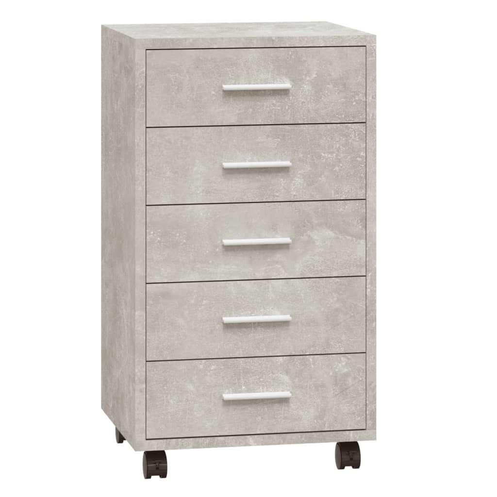 Armoire à tiroirs avec roulettes Gris béton Bois d'ingénierie Casiers & armoires de rangement vidaXL   