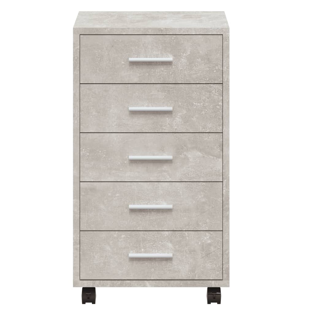 Armoire à tiroirs avec roulettes Gris béton Bois d'ingénierie Casiers & armoires de rangement vidaXL   