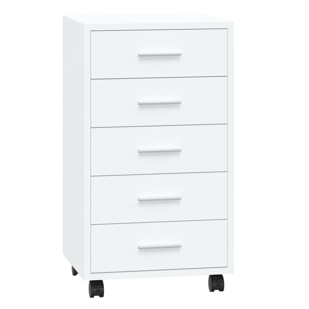 Armoire à tiroirs avec roulettes Blanc brillant Bois ingénierie Casiers & armoires de rangement vidaXL   