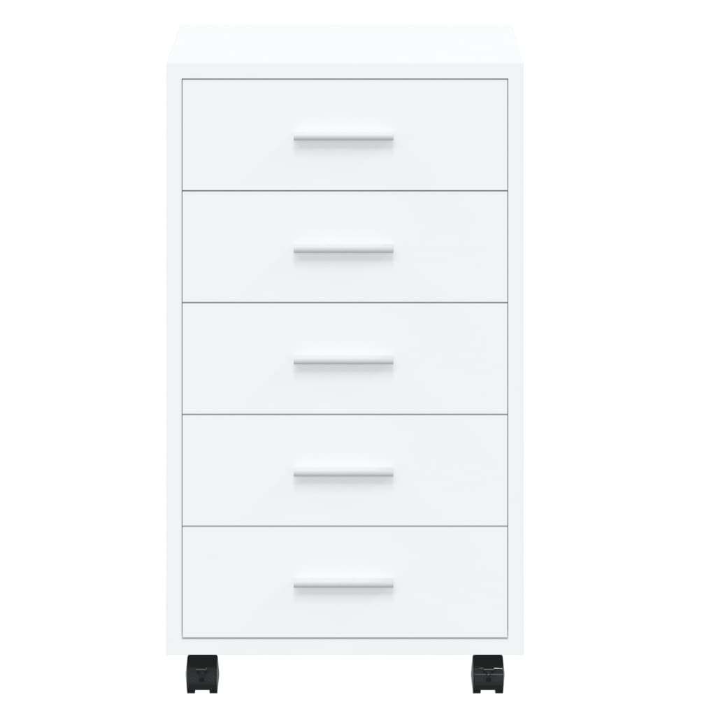 Armoire à tiroirs avec roulettes Blanc brillant Bois ingénierie Casiers & armoires de rangement vidaXL   