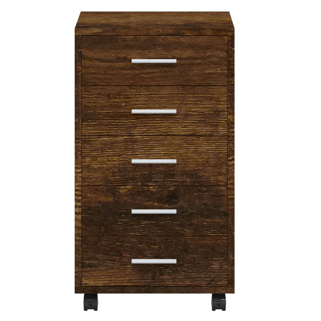 Armoire à tiroirs avec roulettes Chêne fumé Bois d'ingénierie Casiers & armoires de rangement vidaXL