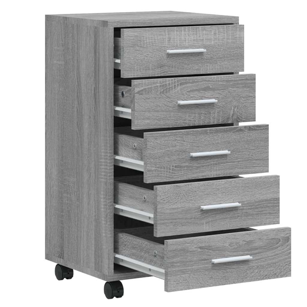 Armoire à tiroirs avec roulettes Sonoma gris Bois d'ingénierie Casiers & armoires de rangement vidaXL