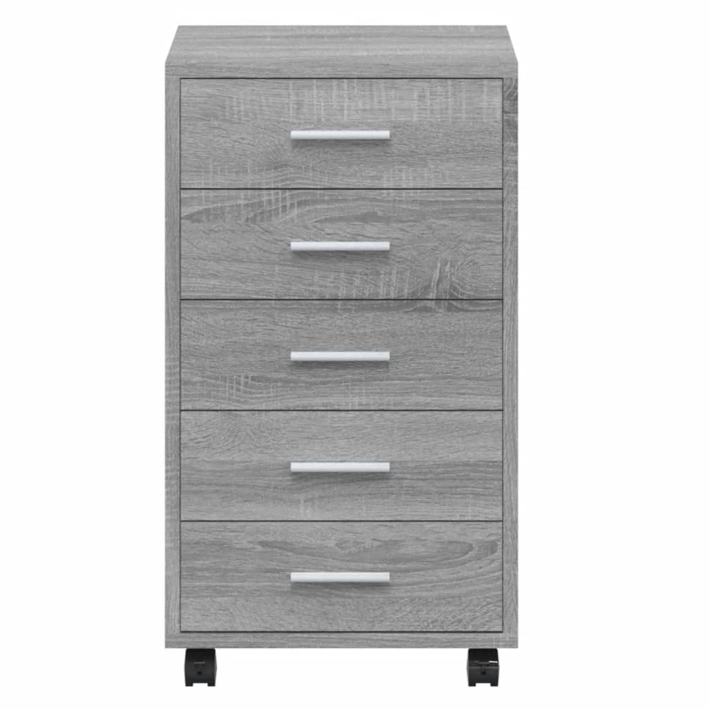 Armoire à tiroirs avec roulettes Sonoma gris Bois d'ingénierie Casiers & armoires de rangement vidaXL