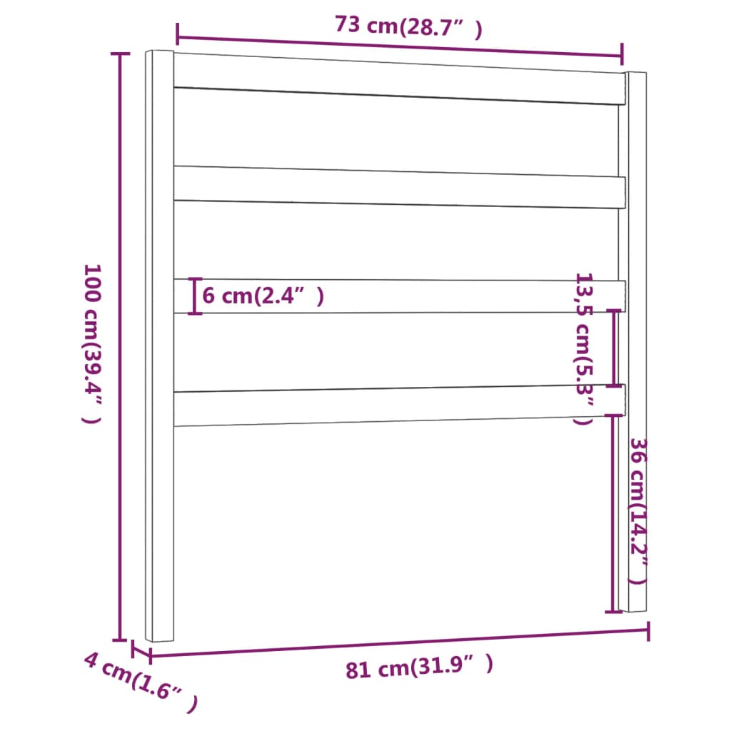 Tête de lit Blanc 81x4x100 cm Bois massif de pin Têtes et pieds de lit vidaXL   