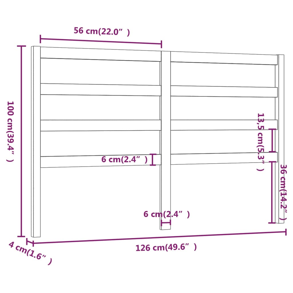 Tête de lit 126x4x100 cm Bois massif de pin Têtes et pieds de lit vidaXL   