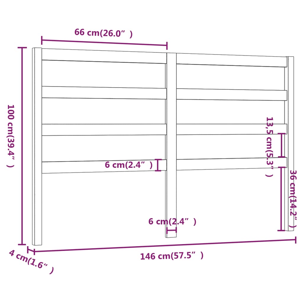 Tête de lit Marron miel 146x4x100 cm Bois massif de pin Têtes et pieds de lit vidaXL   