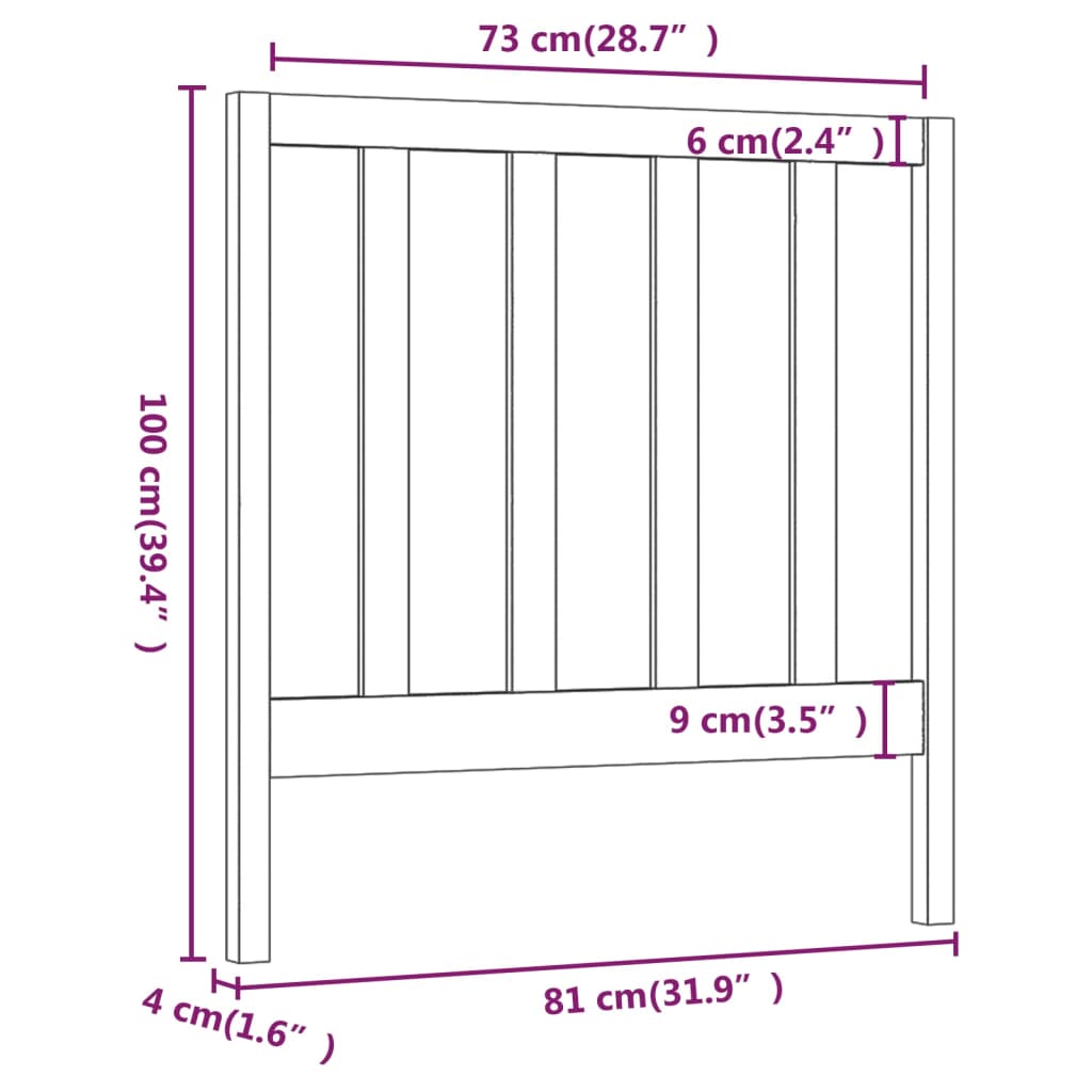 Tête de lit 81x4x100 cm Bois massif de pin Têtes et pieds de lit vidaXL   