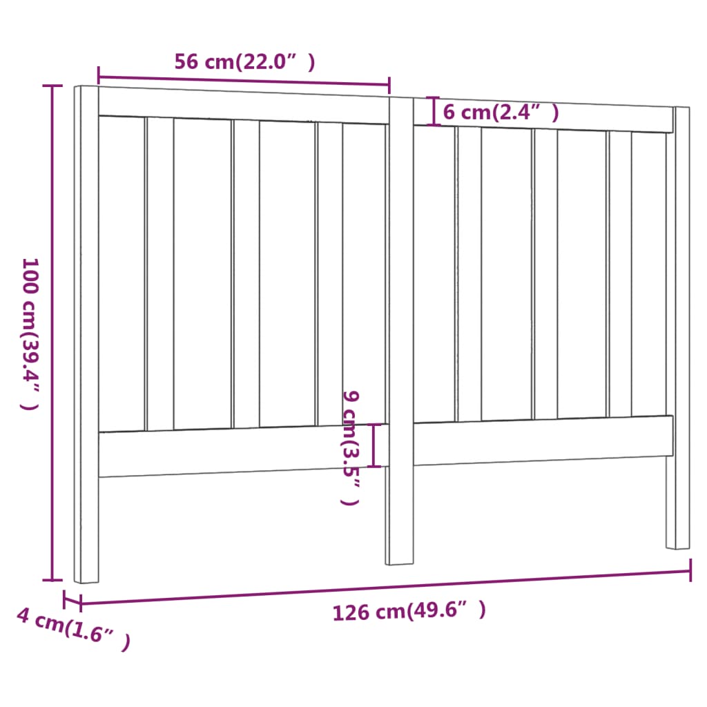 Tête de lit 126x4x100 cm Bois massif de pin Têtes et pieds de lit vidaXL   