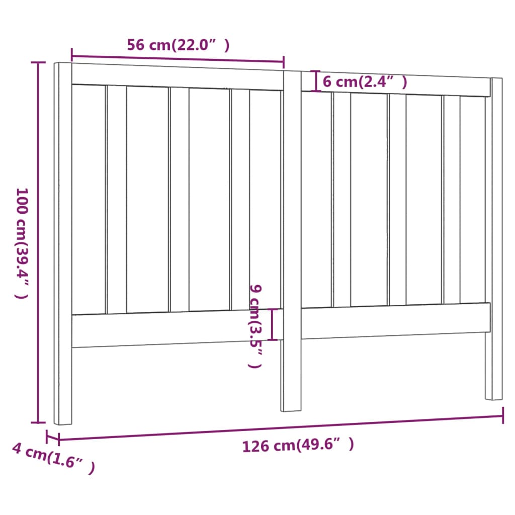 Tête de lit Blanc 126x4x100 cm Bois massif de pin Têtes et pieds de lit vidaXL   