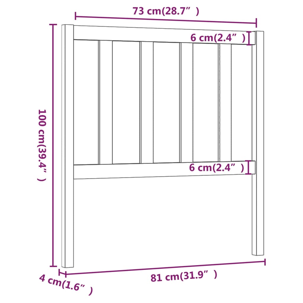 Tête de lit Blanc 81x4x100 cm Bois massif de pin Têtes et pieds de lit vidaXL   