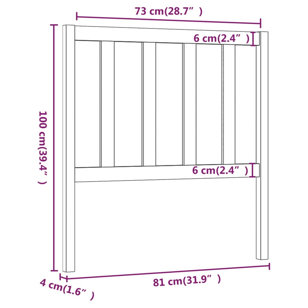 Tête de lit Gris 81x4x100 cm Bois massif de pin Têtes et pieds de lit vidaXL   