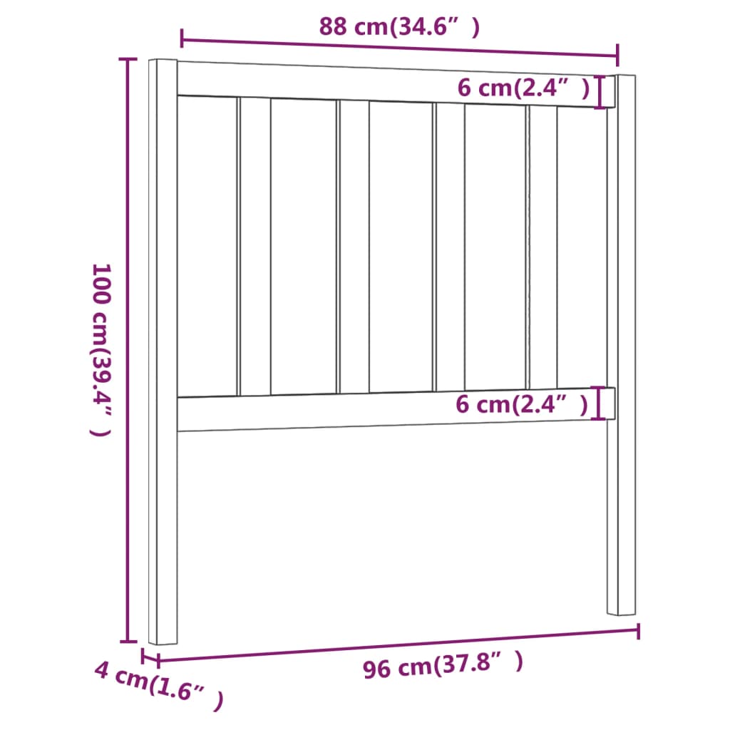 Tête de lit 96x4x100 cm Bois massif de pin Têtes et pieds de lit vidaXL   