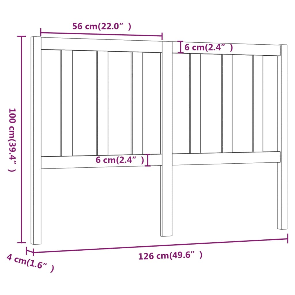 Tête de lit 126x4x100 cm Bois massif de pin Têtes et pieds de lit vidaXL   