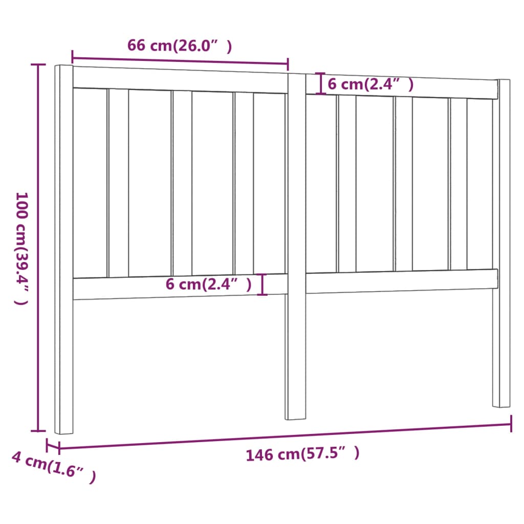 Tête de lit 146x4x100 cm Bois massif de pin Têtes et pieds de lit vidaXL   