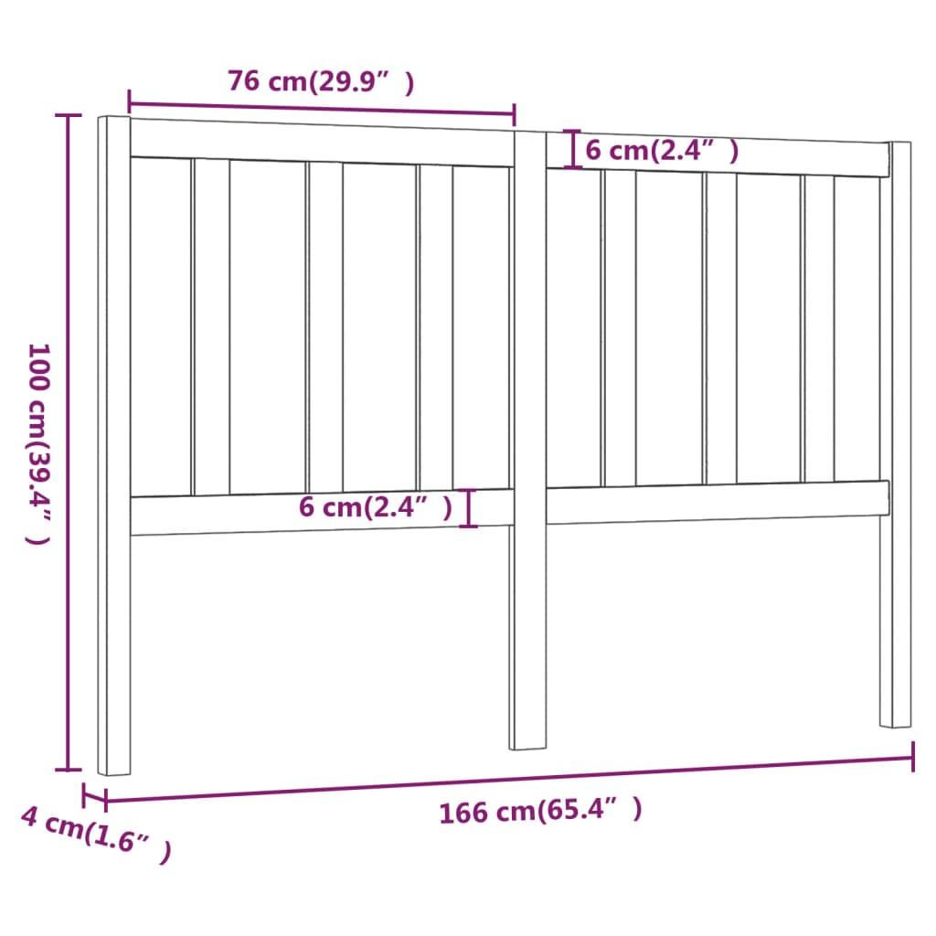 Tête de lit 166x4x100 cm Bois massif de pin Têtes et pieds de lit vidaXL   