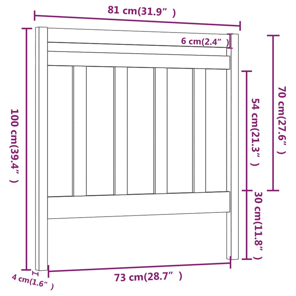 Tête de lit Gris 81x4x100 cm Bois massif de pin Têtes et pieds de lit vidaXL   