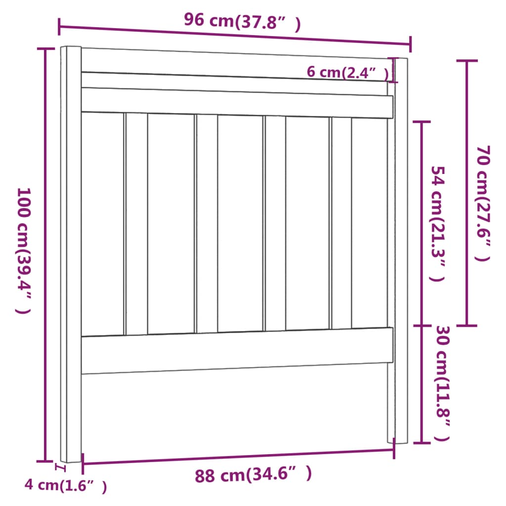 Tête de lit 96x4x100 cm Bois massif de pin Têtes et pieds de lit vidaXL   