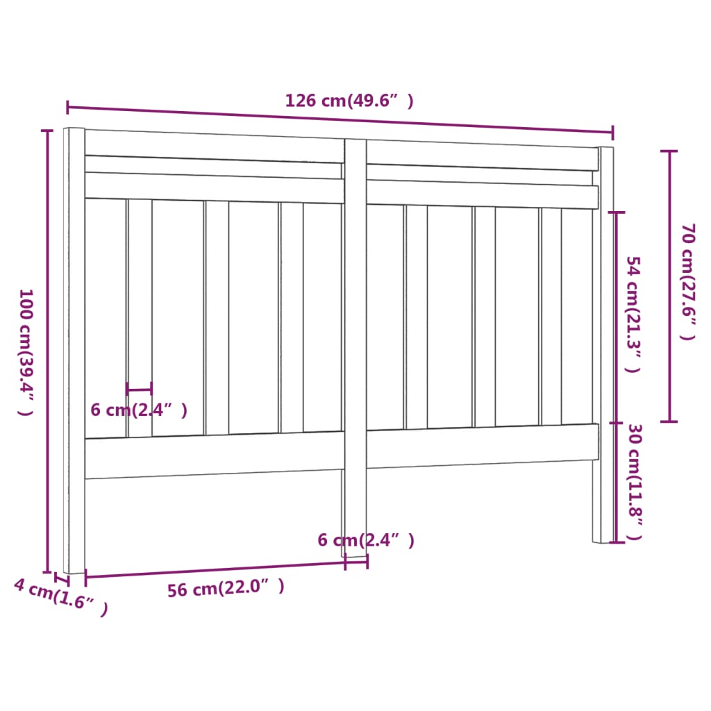 Tête de lit Marron miel 126x4x100 cm Bois massif de pin Têtes et pieds de lit vidaXL   