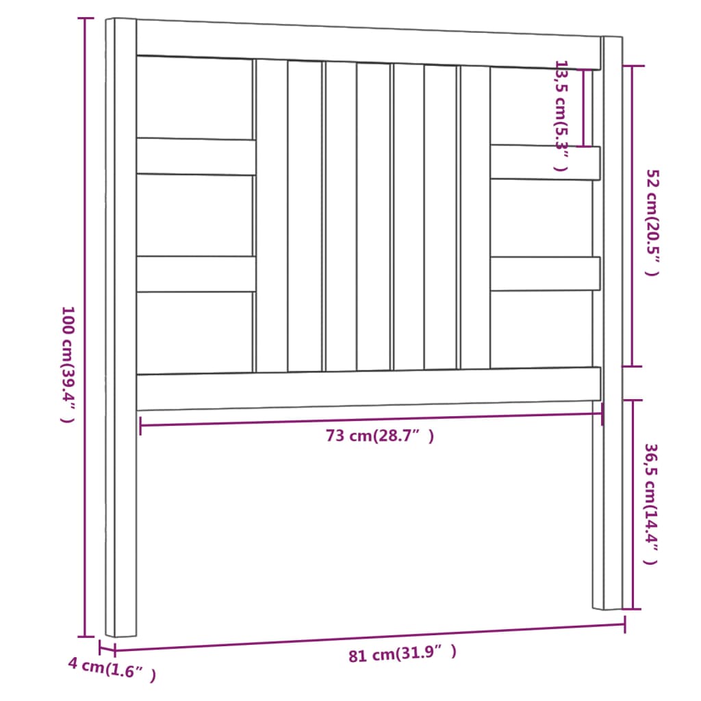 Tête de lit 81x4x100 cm Bois massif de pin Têtes et pieds de lit vidaXL   