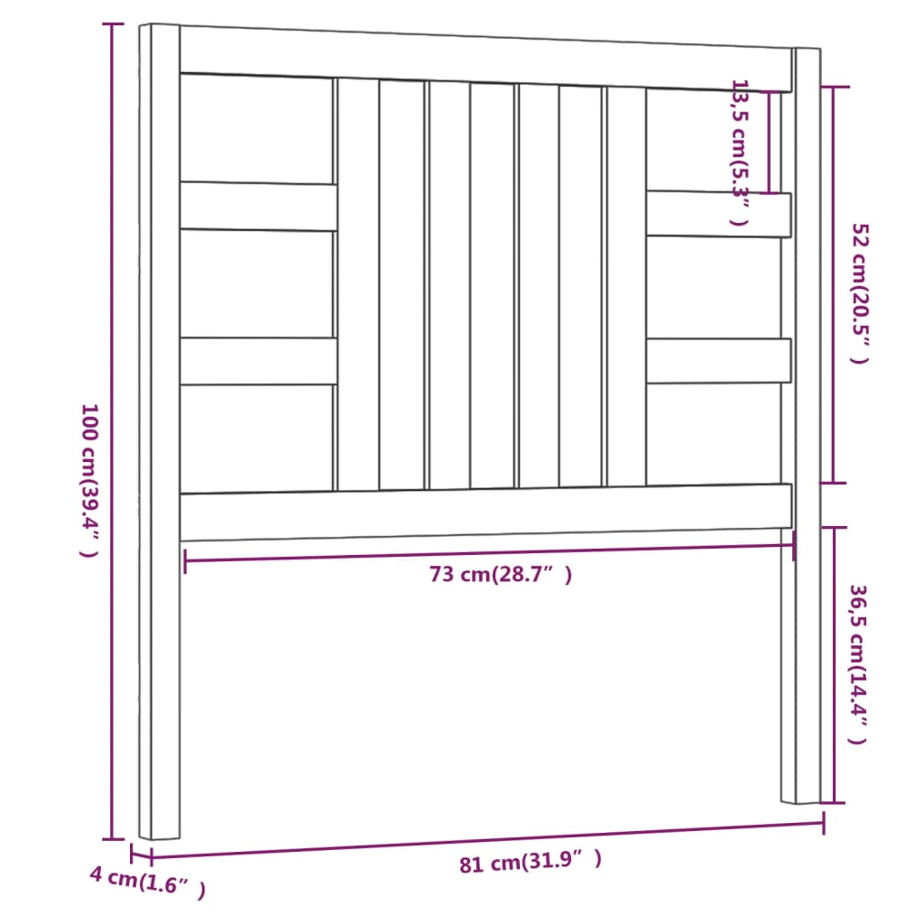 Tête de lit Marron miel 81x4x100 cm Bois massif de pin Têtes et pieds de lit vidaXL   