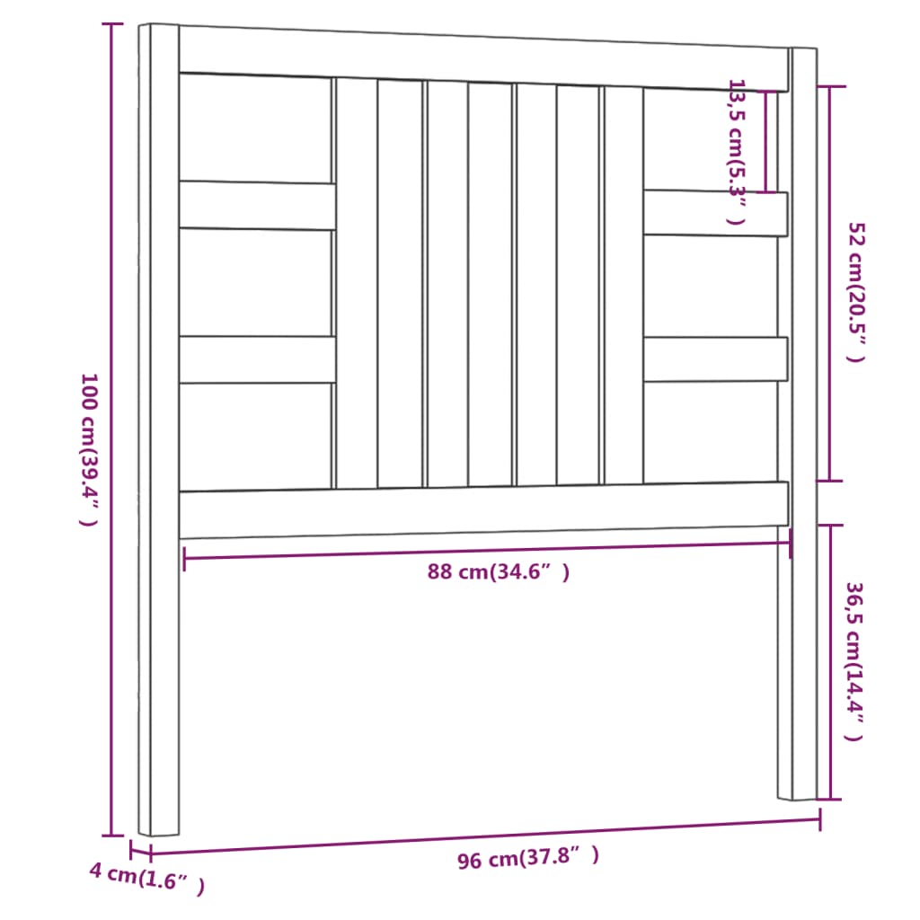 Tête de lit Blanc 96x4x100 cm Bois massif de pin Têtes et pieds de lit vidaXL   