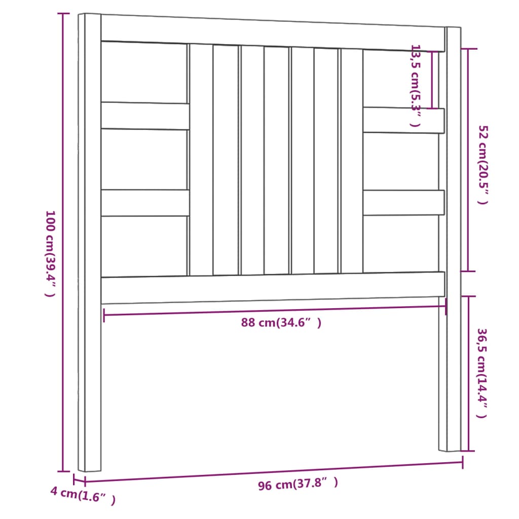 Tête de lit Gris 96x4x100 cm Bois massif de pin Têtes et pieds de lit vidaXL   