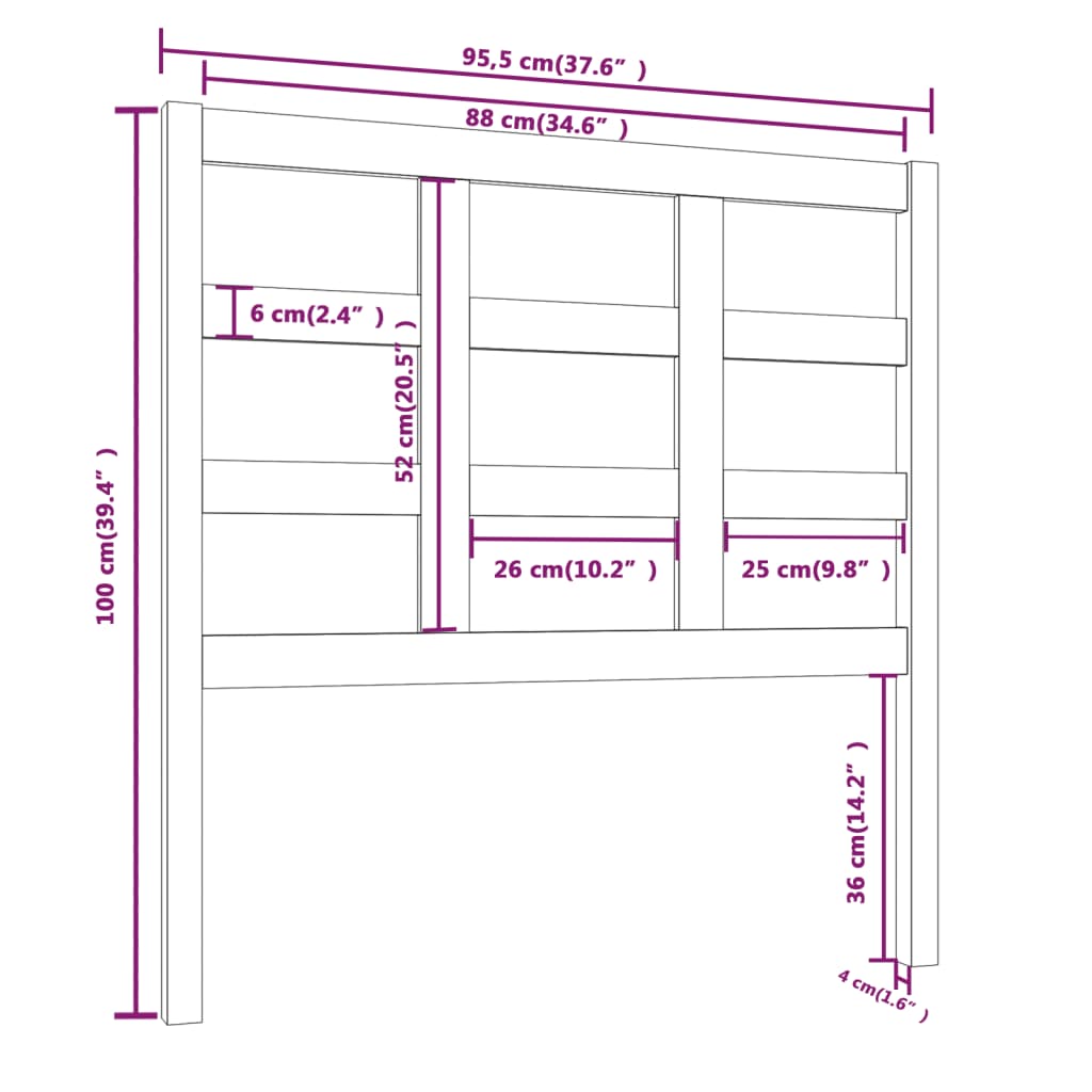 Tête de lit 95,5x4x100 cm Bois massif de pin Têtes et pieds de lit vidaXL   