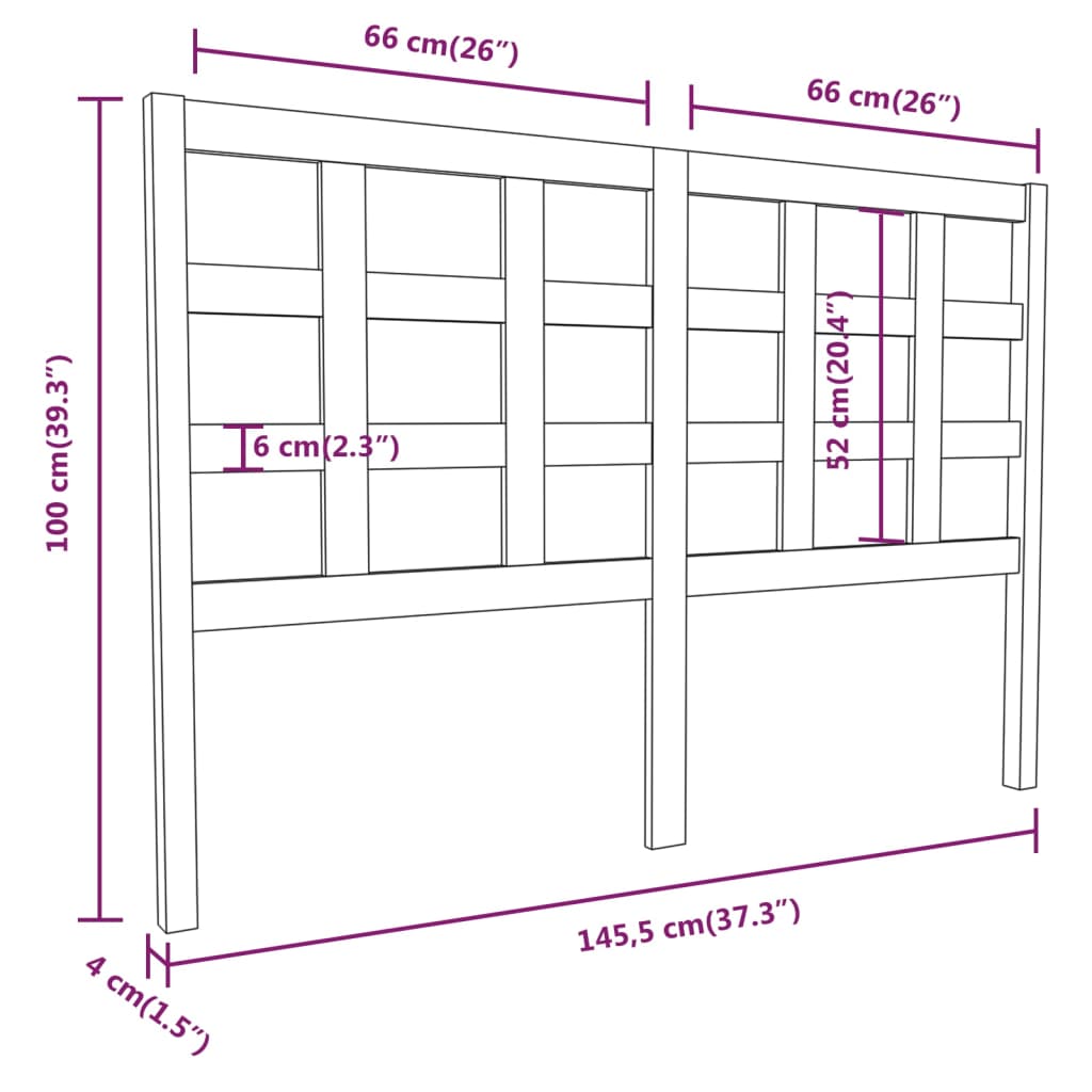 Tête de lit 145,5x4x100 cm Bois massif de pin Têtes et pieds de lit vidaXL   