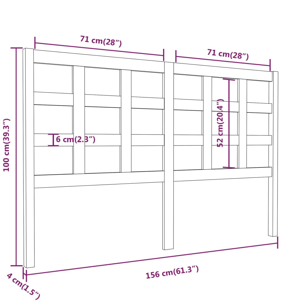 Tête de lit Blanc 156x4x100 cm Bois massif de pin Têtes et pieds de lit vidaXL   