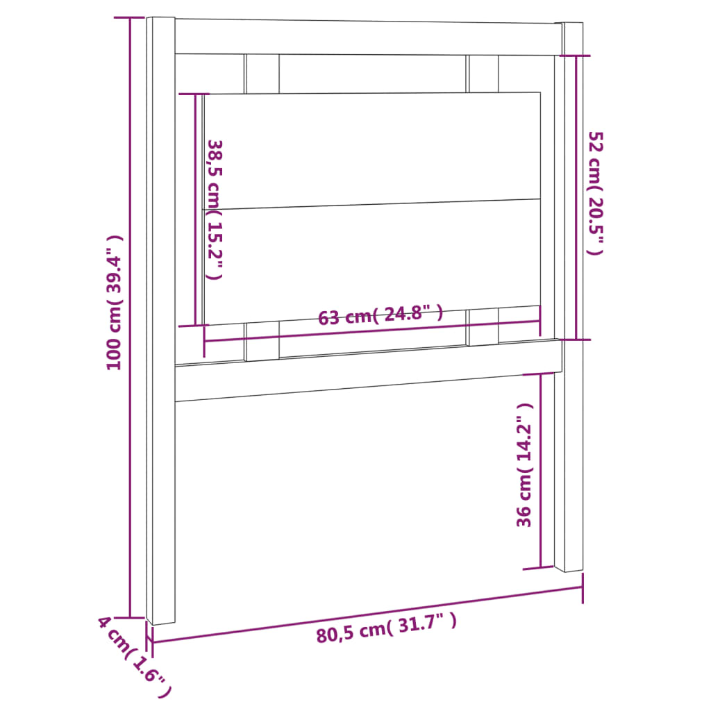 Tête de lit 80,5x4x100 cm Bois massif de pin Têtes et pieds de lit vidaXL   