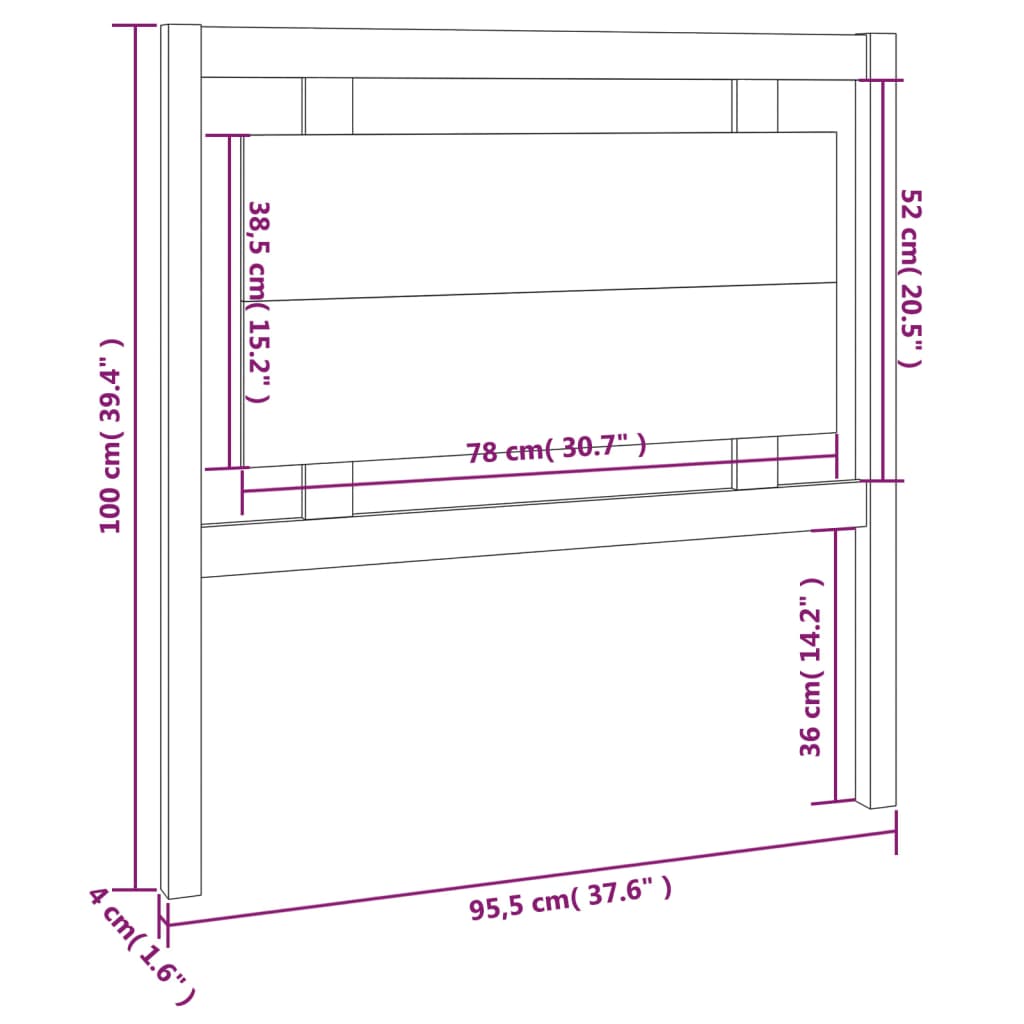 Tête de lit Gris 95,5x4x100 cm Bois massif de pin Têtes et pieds de lit vidaXL   