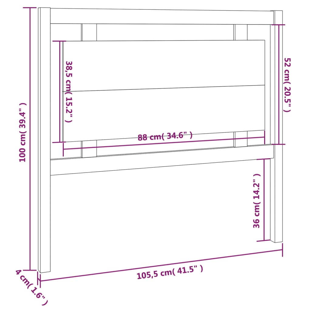 Tête de lit 105,5x4x100 cm Bois massif de pin Têtes et pieds de lit vidaXL   