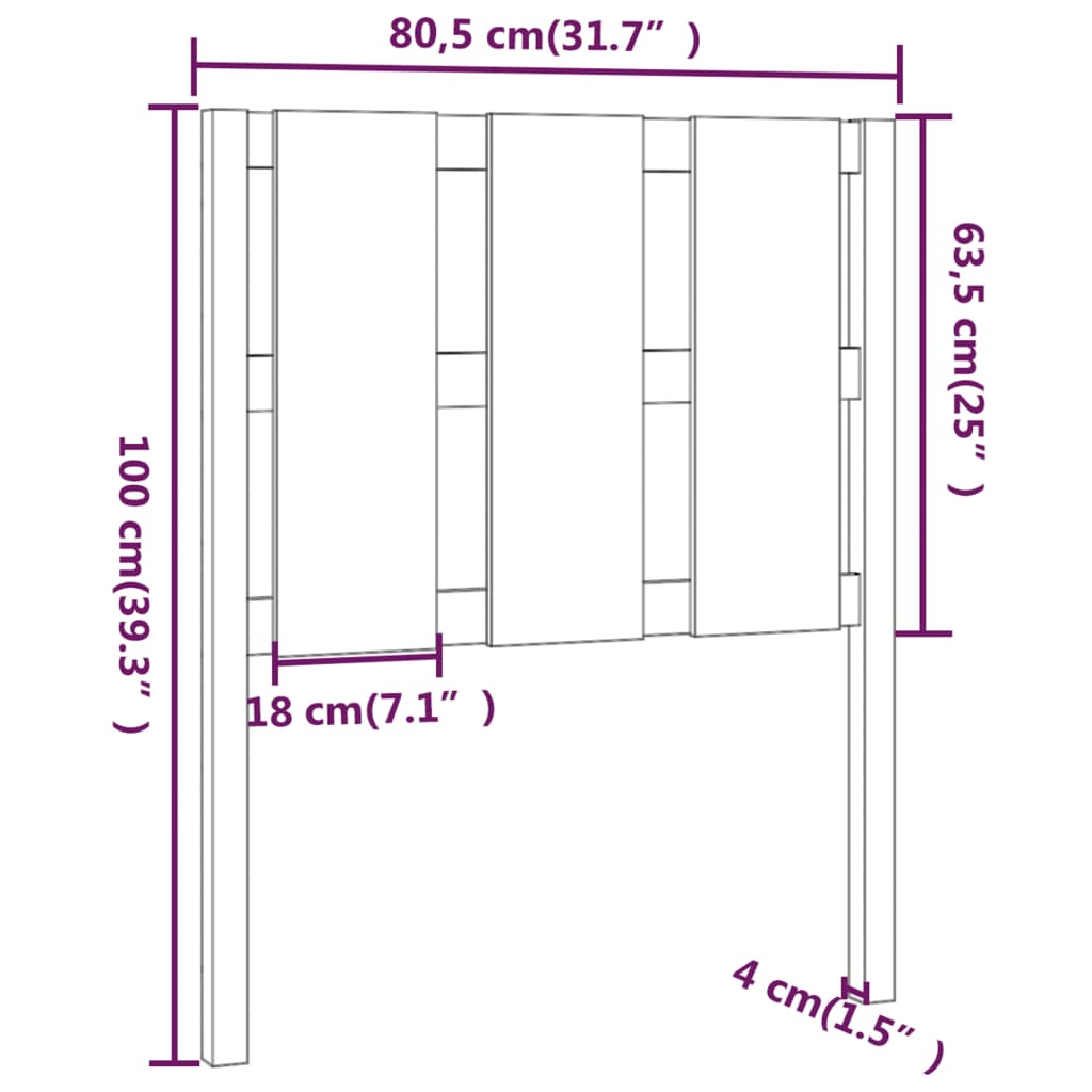 Tête de lit 80,5x4x100 cm Bois massif de pin Têtes et pieds de lit vidaXL   